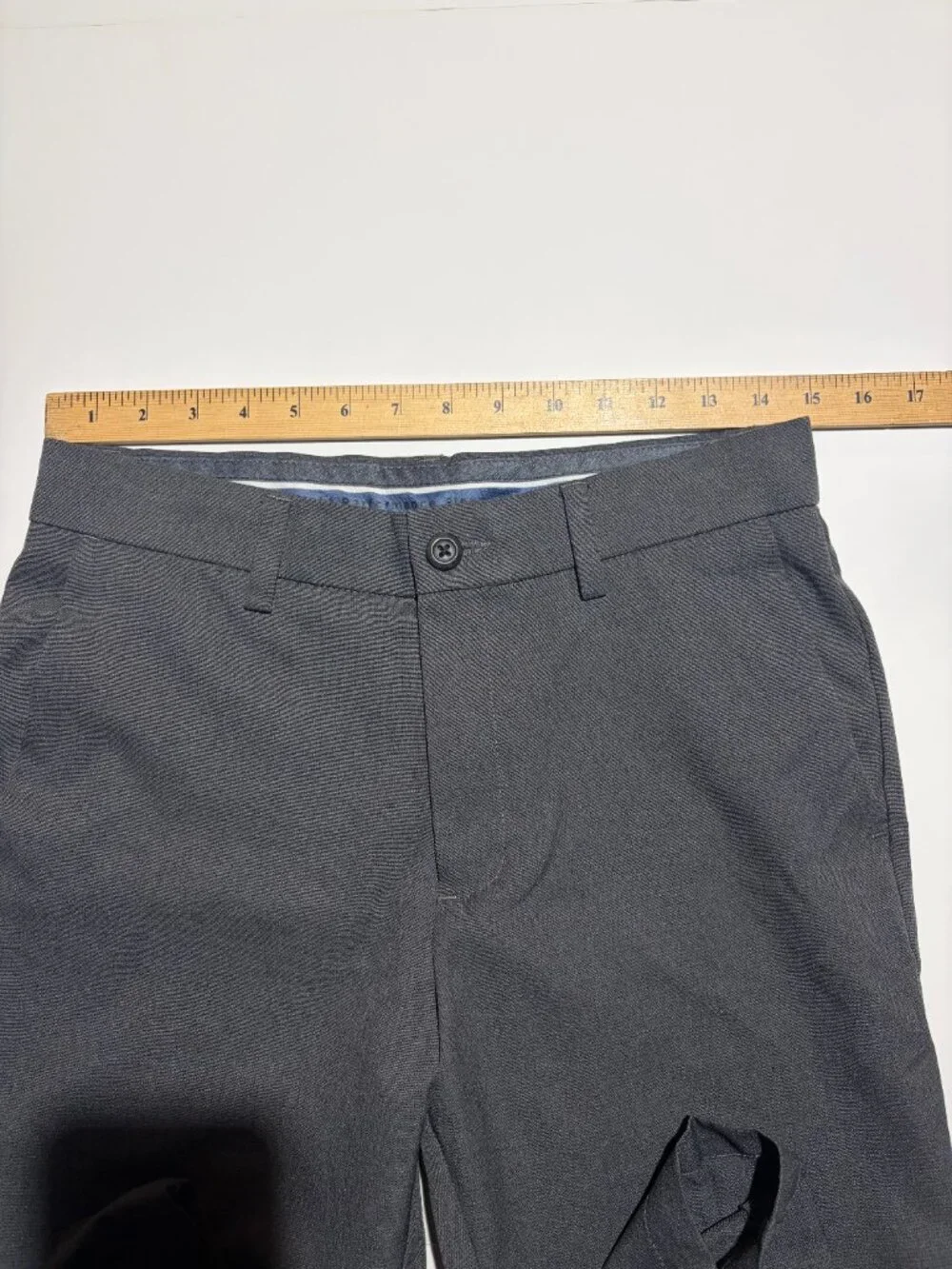 Tailored straight-leg gray dress pants by Hagger.